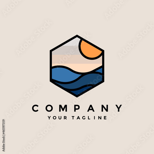 Summer beach logo vector template illustration design