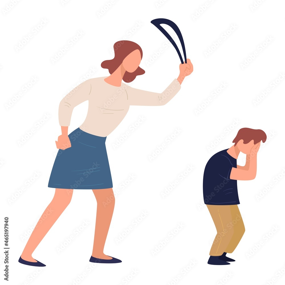 Family violence and problems, mother beating son Family violence and problems, mother beating son