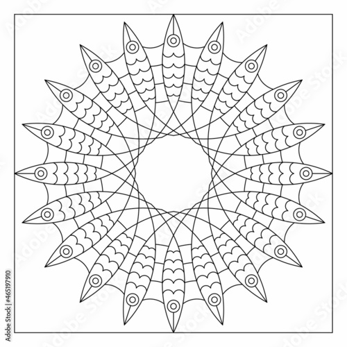 Mandala art simple coloring pages for adults. Abstract circular composition. Black and white patterns. Mandala patterns for beginners. EPS8 file. Coloring-#334