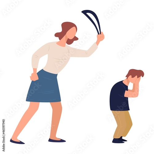 Family violence and problems, mother beating son