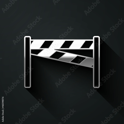 Silver Crime scene icon isolated on black background. Long shadow style. Vector