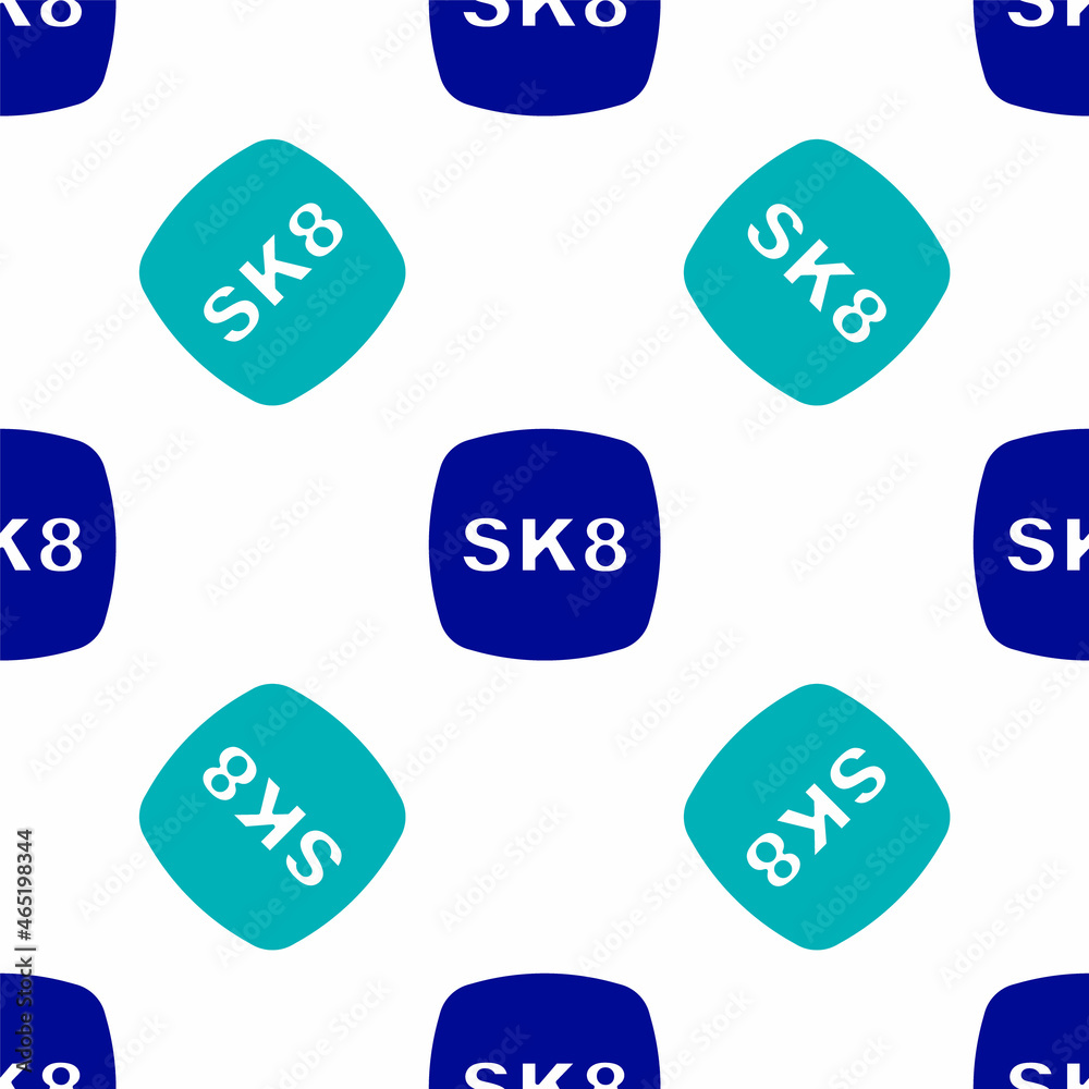 Blue Skateboard icon isolated seamless pattern on white background. Extreme sport. Sport equipment. Vector Blue Skateboard icon isolated seamless pattern on white background. Extreme sport. Sport equipment. Vector