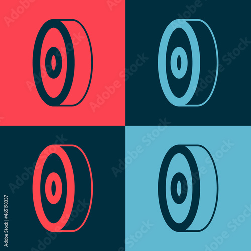 Pop art Skateboard ball bearing icon isolated on color background. Vector
