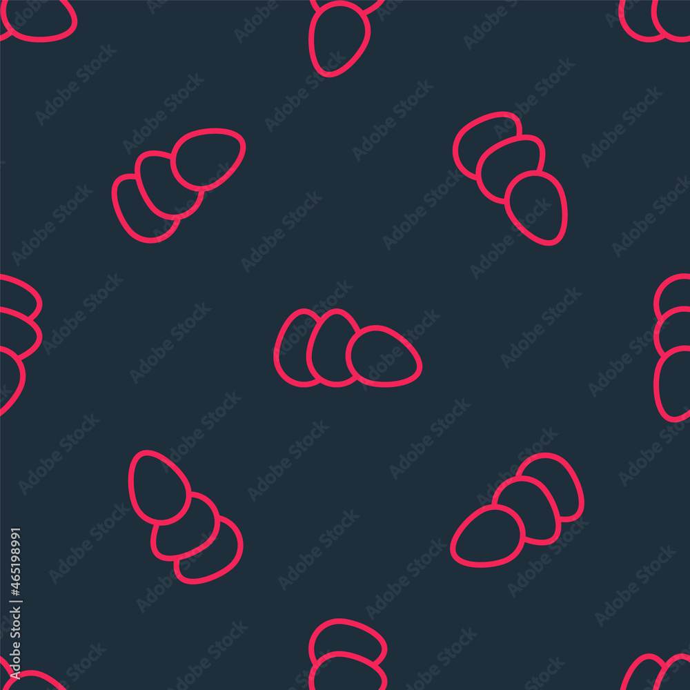 Red line Chicken egg icon isolated seamless pattern on black background. Vector Red line Chicken egg icon isolated seamless pattern on black background. Vector