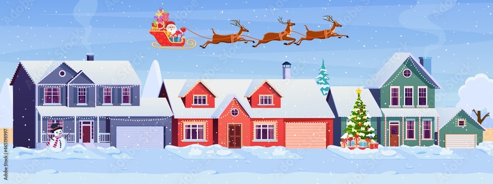 Residential houses with christmas decoration