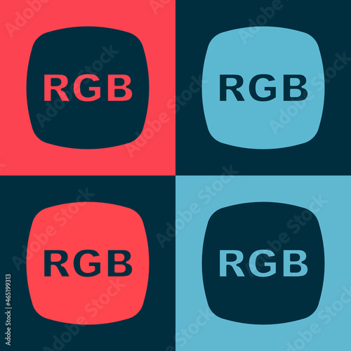 Pop art Speech bubble with RGB and CMYK color mixing icon isolated on color background. Vector