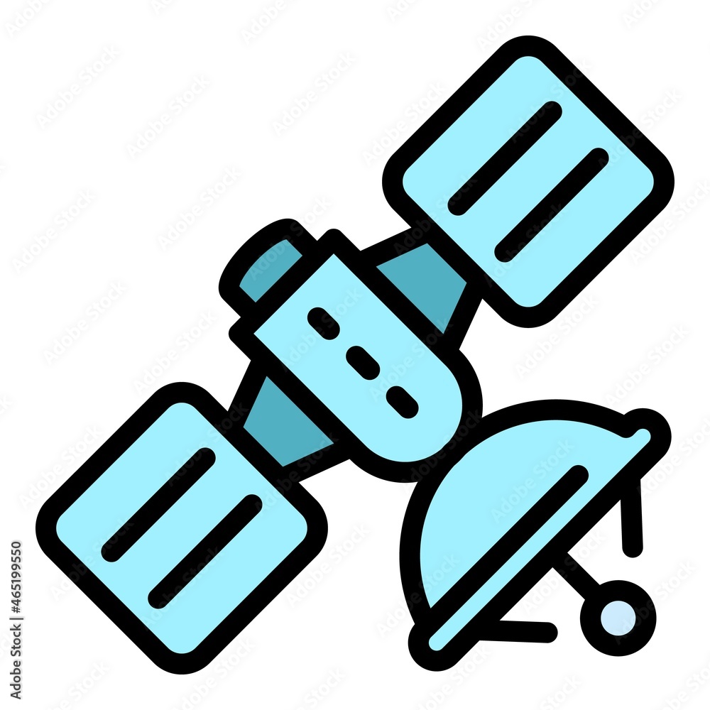 Signal satellite icon. Outline signal satellite vector icon color flat isolated Signal satellite icon. Outline signal satellite vector icon color flat isolated