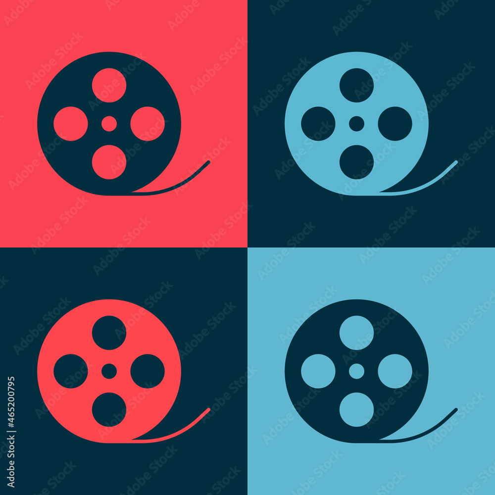 Pop art Film reel icon isolated on color background. Vector Pop art Film reel icon isolated on color background. Vector