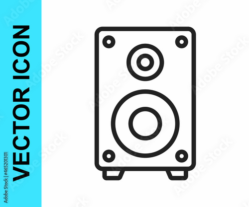 Black line Stereo speaker icon isolated on white background. Sound system speakers. Music icon. Musical column speaker bass equipment. Vector