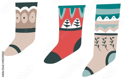 Warm winter socks, cozy clothes for cold season