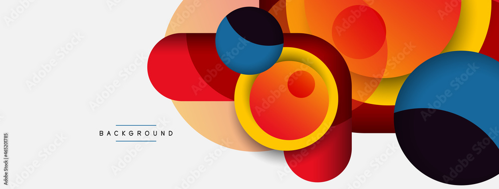Creative geometric wallpaper. Minimal abstract background. Circles composition vector illustration for wallpaper banner background or landing page Creative geometric wallpaper. Minimal abstract background. Circles composition vector illustration for wallpaper banner background or landing page