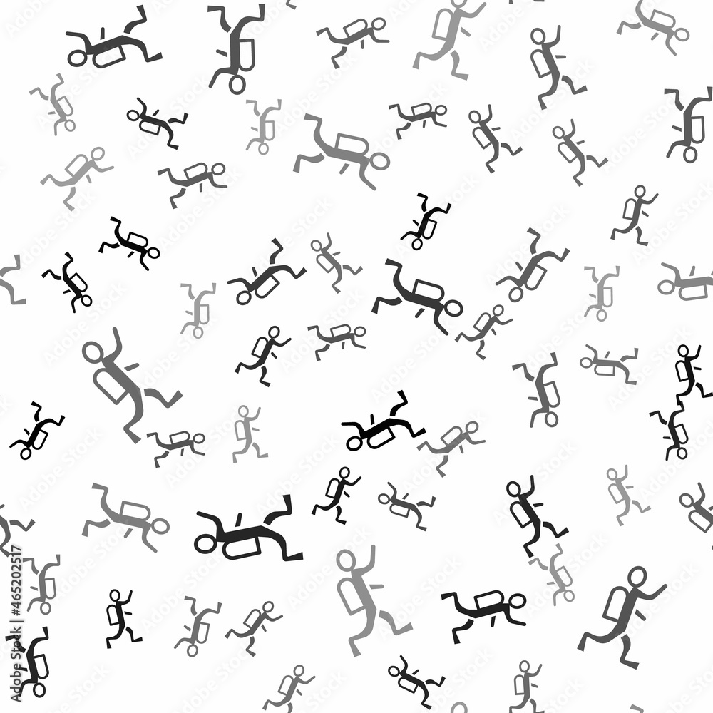 Black Scuba diver icon isolated seamless pattern on white background. Vector Black Scuba diver icon isolated seamless pattern on white background. Vector