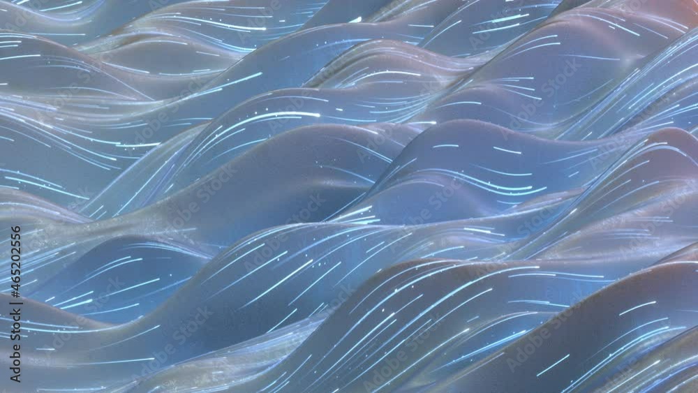 Glow data stream. Futuristic technologies or science fiction background. Seamless loop 3D render animation