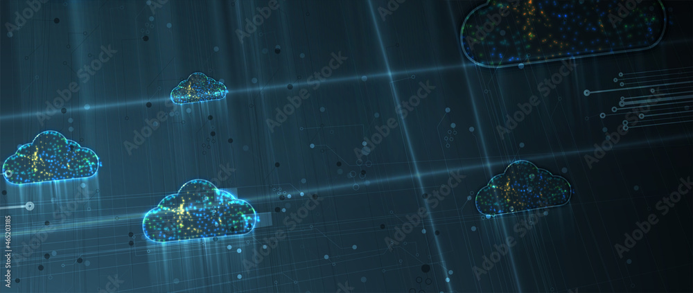 Fototapeta premium Cloud technology. Integrated digital web concept background