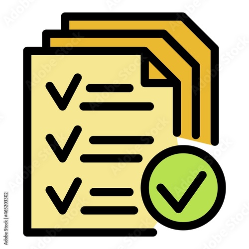 Approved company papers icon. Outline approved company papers vector icon color flat isolated