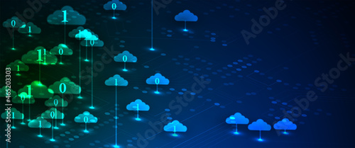 Cloud technology. Integrated digital web concept background