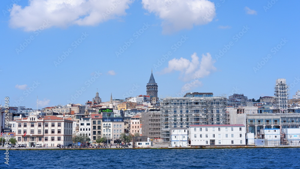 Istanbul Galata Tower and its surroundings from the ship