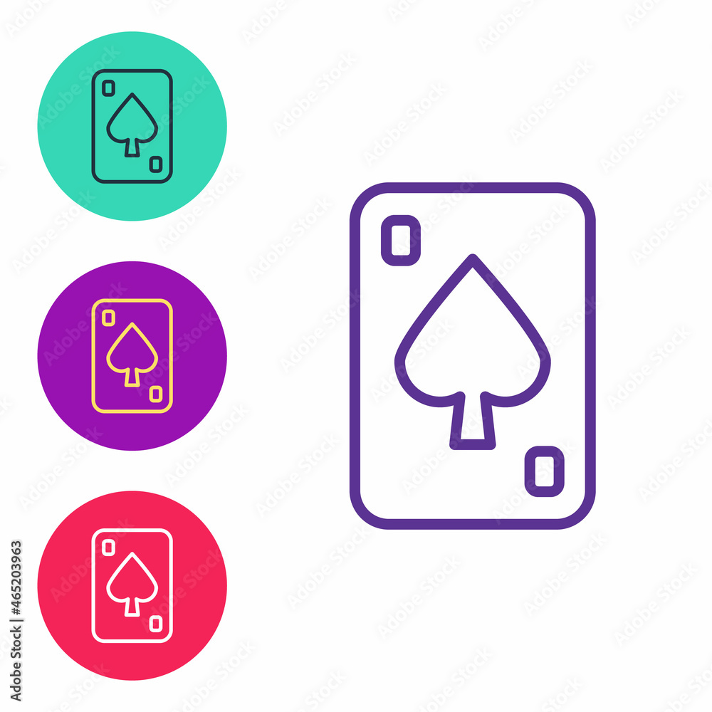 Set line Playing cards icon isolated on white background. Casino gambling. Set icons colorful. Vector Set line Playing cards icon isolated on white background. Casino gambling. Set icons colorful. Vector