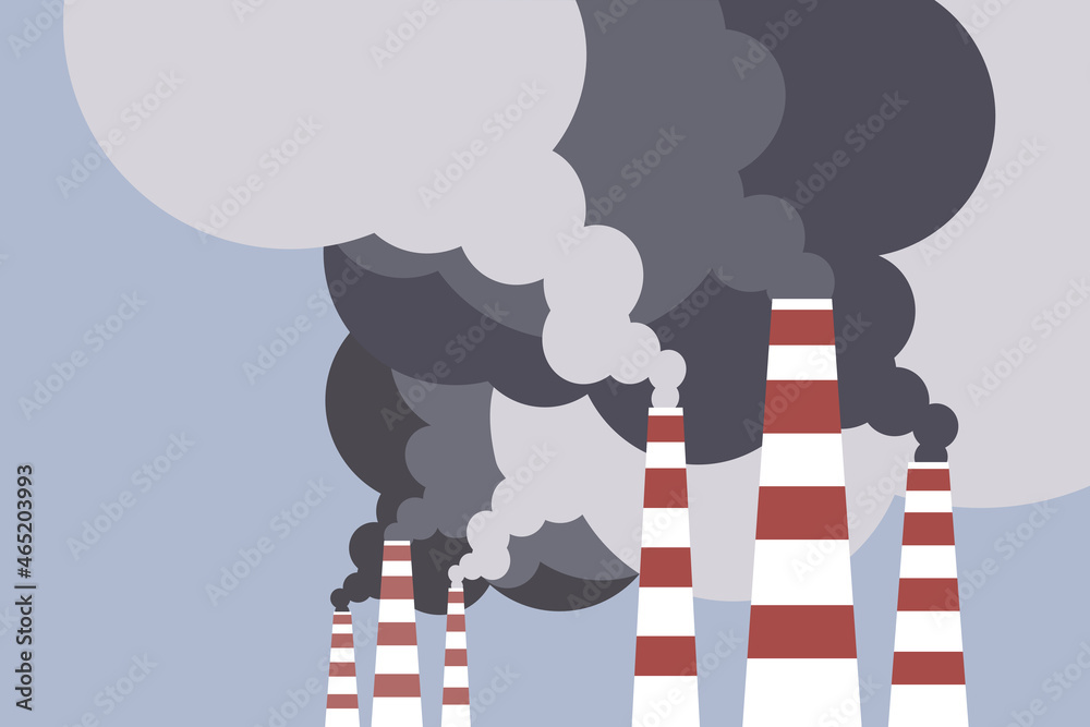 Obraz premium Illustration of factory exhausts emitting greenhouse gases to the environment
