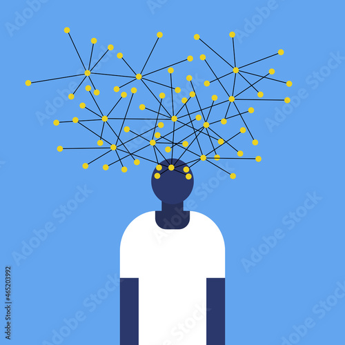Network of connections coming out from a human brain