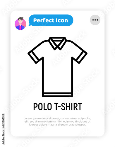 Polo t-shirt with collar thin line icon. Modern vector illustration of summer clothing.