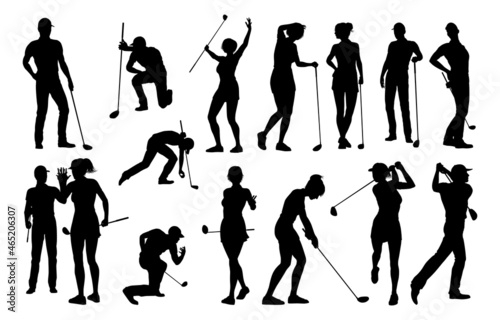 Golfer Golf Sports People Silhouette Set