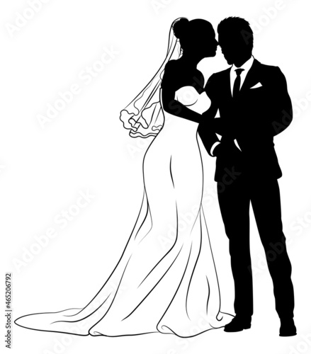 Bride And Groom Couple Wedding Dress Silhouettes