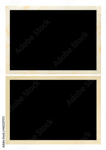 Blank old photo isolated on white background. Collection background template for design work