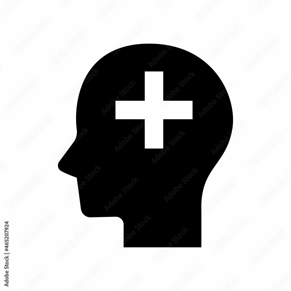 positive thinking head icon isolated on white background positive thinking head icon isolated on white background