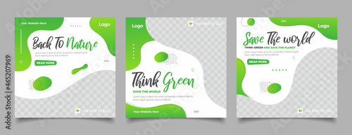 Social media post template with save the Earth