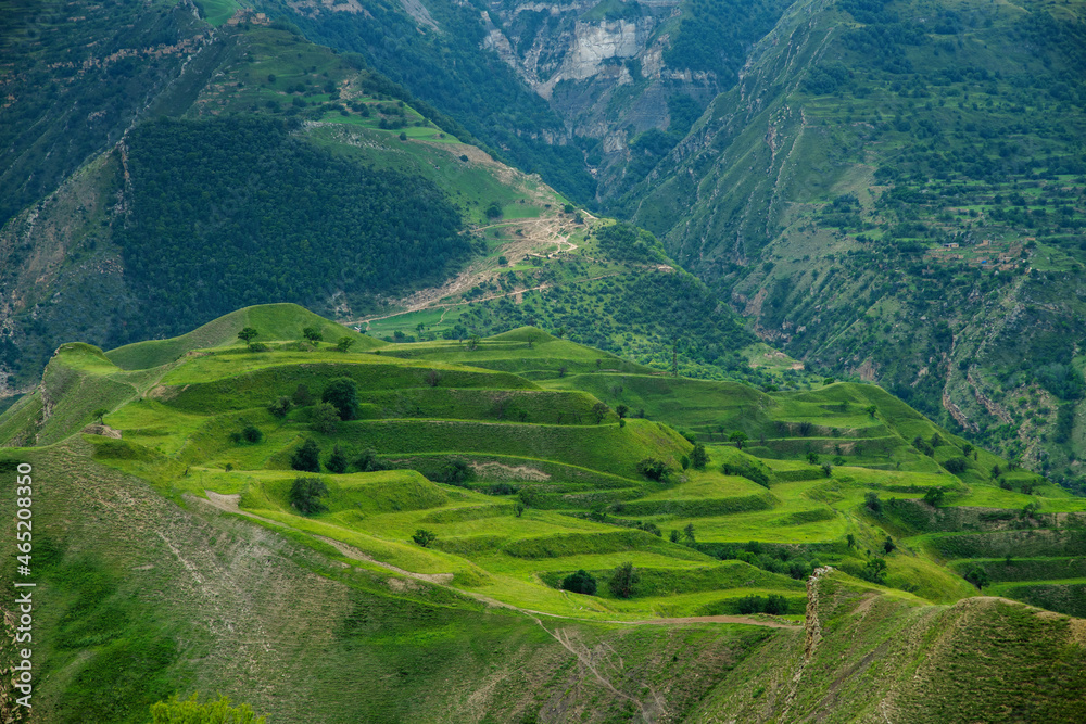 Man-made terraces of the village Chokh. Republic of Dagestan, Russia. Man-made terraces of the village Chokh. Republic of Dagestan, Russia.