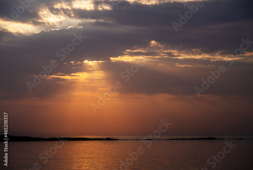 Sunrise over the Caspian Sea. Beautiful cloudscape over the sea  sunrise shot
