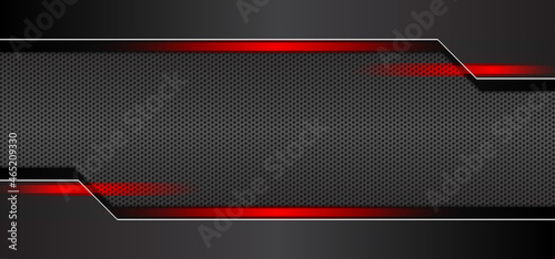 Realistic modern background with metallic black and red light line. Sport design concept background good for poster, banner, web page and other. Vector eps 10