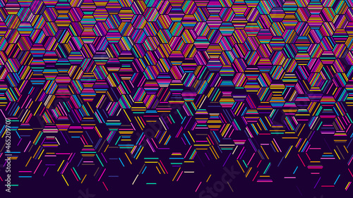 Abstract geometric pattern with colorful hexagonal lines. Seamless vector background with fade effect