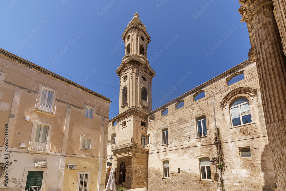Bell tower of Rector's Church of of san Domenico Guzmann. Monopoli, Bari, Puglia, Italy