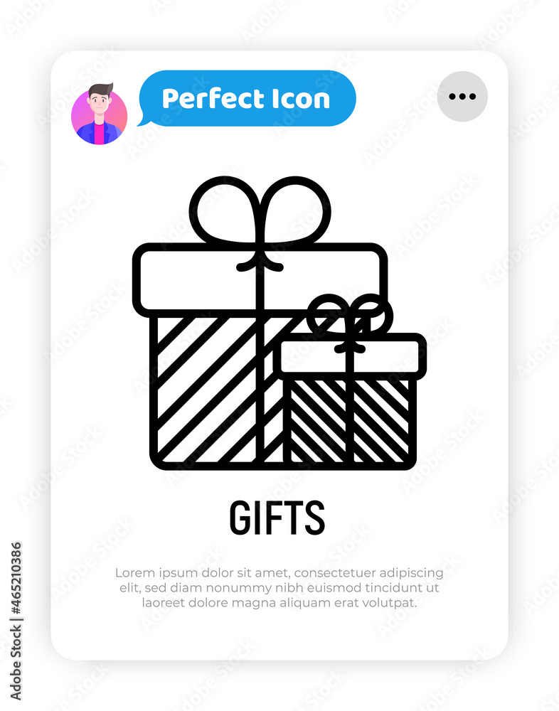Gifts with bow thin line icon. Modern vector illustration. Gifts with bow thin line icon. Modern vector illustration.