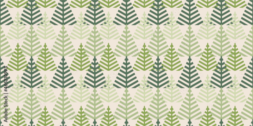 Winter Seamless Christmas Pattern with Fir and pine tree. Christmas Decoration Background. Vector illustration for fabric, wallpaper, wrapping paper, craft, texture and others.