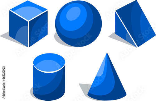 Symbol icon vector blue Stereometry volumetric faces geometry shapes