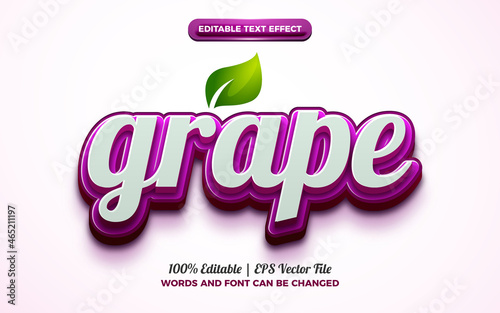 purple grape fruits nature 3d logo template editable text effect style photo