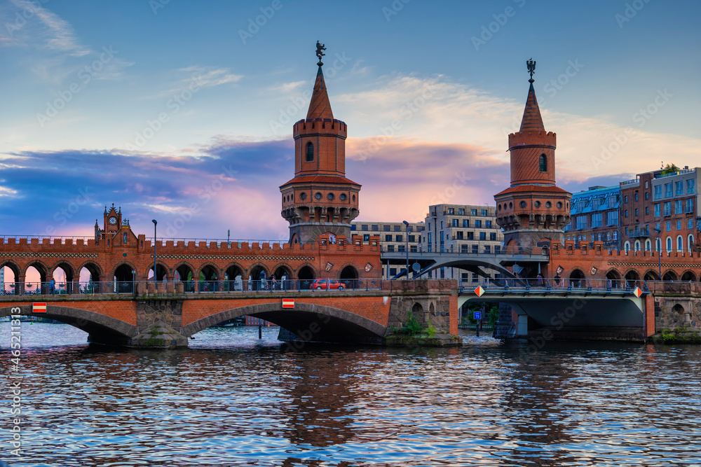 Germany, Berlin,Oberbaum Bridge at dusk Germany, Berlin,Oberbaum Bridge at dusk