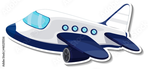 Airplane cartoon sticker on white background