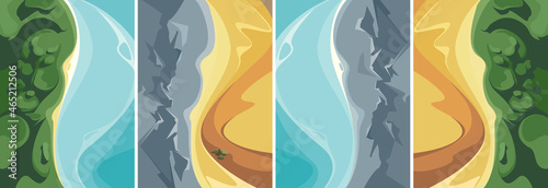Collection of nature posters. Placard designs in flat style.