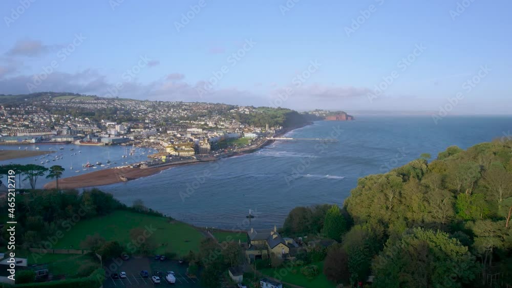View over River Teign, Shaldon and Teignmouth from a drone, Devon, England, Europe View over River Teign, Shaldon and Teignmouth from a drone, Devon, England, Europe