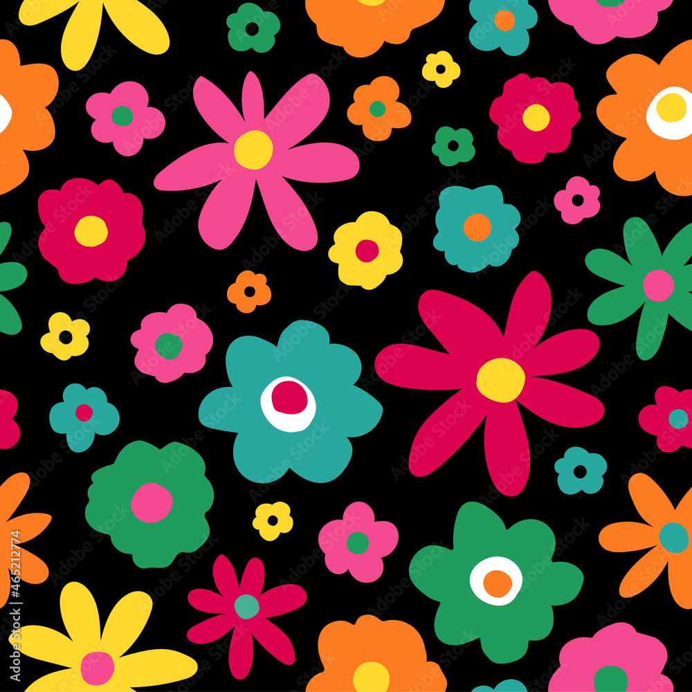 Cute colorful flowers pattern background