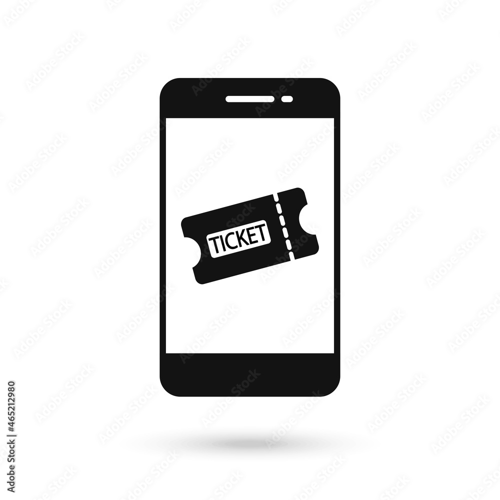 Mobile phone with Tickets flat design icon. Mobile phone with Tickets flat design icon.