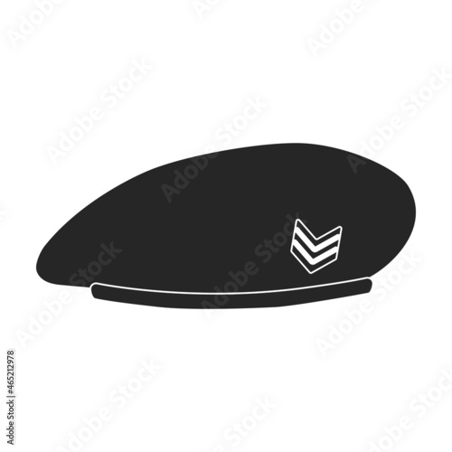 Beret of military vector black icon. Vector illustration beret of military on white background. Isolated black illustration icon of hat army .