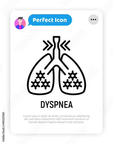 Dyspnea thin line icon. Modern vector illustration of shortness breathing in lungs.