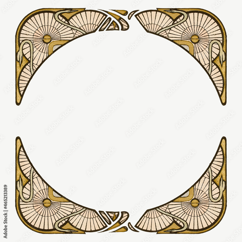 Art nouveau pattern element vector, remixed from the artworks of Alphonse Maria Mucha - obrazy, fototapety, plakaty 