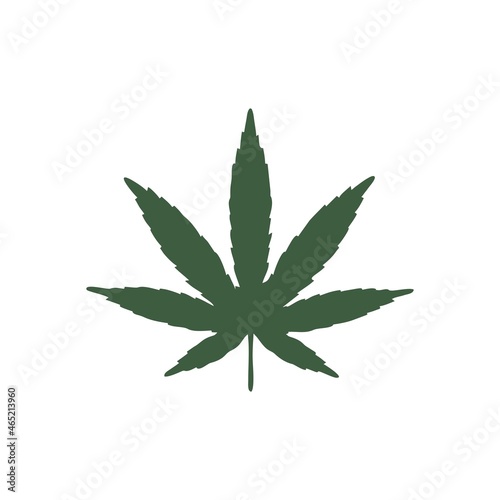 Cannabis leaf on a white background, vector graphics