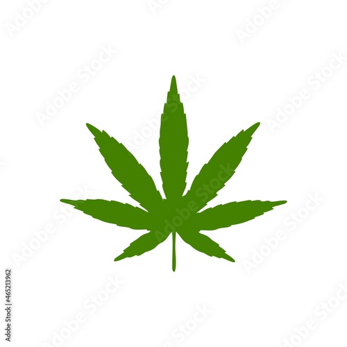 
Cannabis green leaf icon on white background, vector illustration.